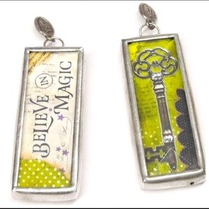 Believe in magic jeweled skeleton key design Jewel kade shadowbox pendant A04